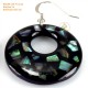 Organic Mother of Pearl - Circle - Black and Green - Earrings