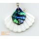 Organic White Mother of Pearl and Green Abalone - Fan - Earrings