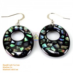 Organic Black Mother of Pearl - Circle - Earrings