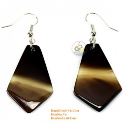 Organic Cow Horn - Black and White - Earrings