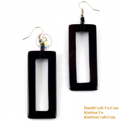 Organic Cow Horn - Rectangular - Black - Earrings
