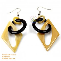 Organic Cow Horn - White and Black- Earrings