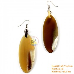 Organic Cow Horn - White and Black - Earrings