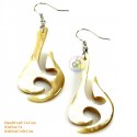 Organic Cow Horn - White and Yellow - Earrings